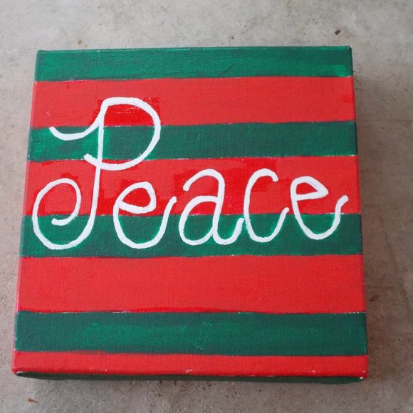 Peace Holliday Painting, 6"x6"x1.5" - Picture 2 of 4